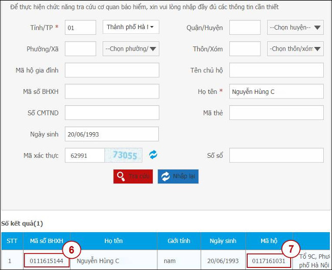 Kết quả tra cứu trả về.